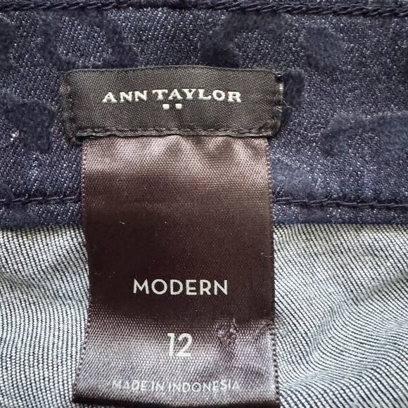 Ann Taylor Jeans Womens 12 Blue Modern Leopard Print Stretch Skinny Denim Pants - Picture 10 of 12